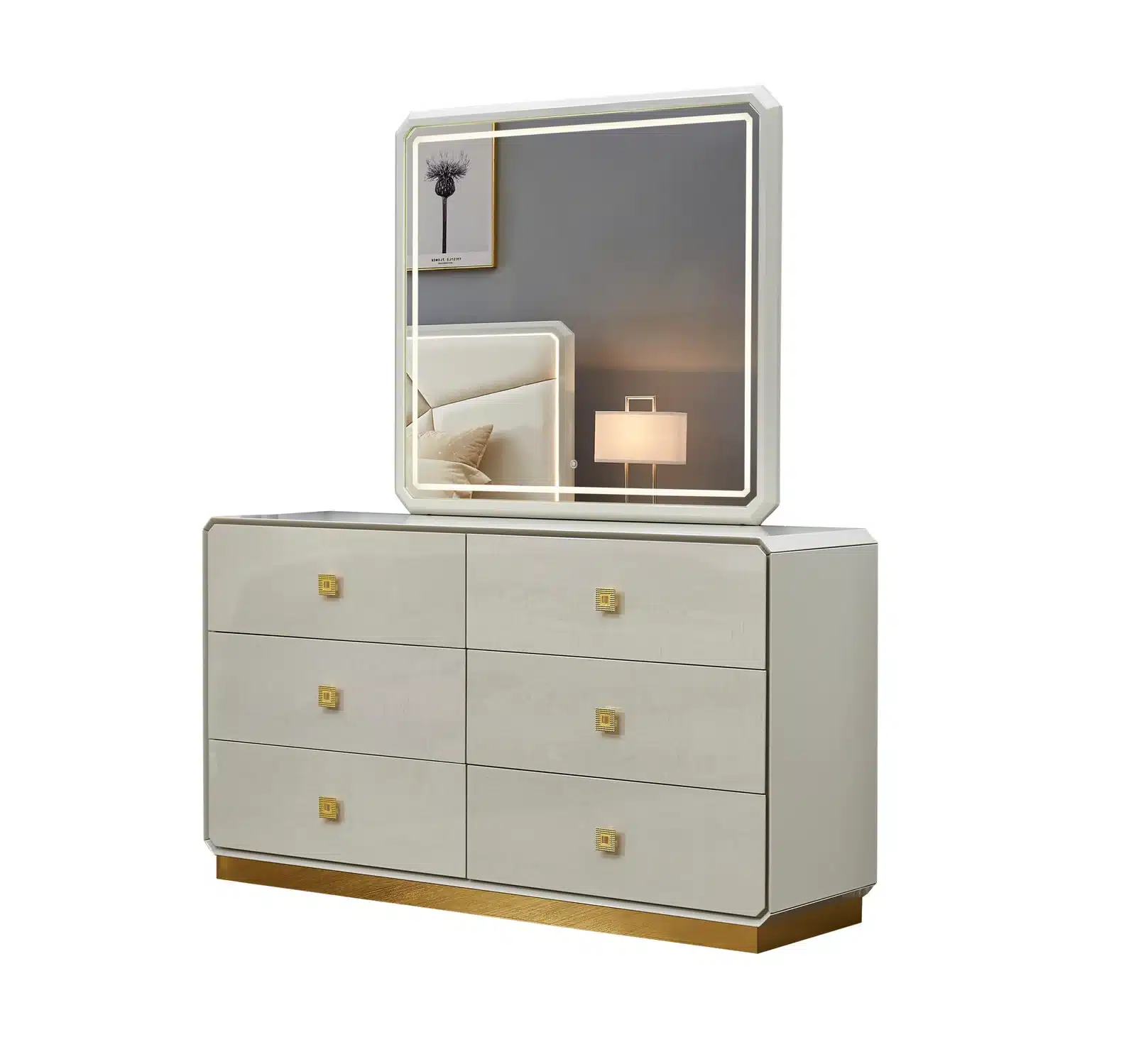 6PC QUEEN BEDROOM SET (BEIGE) - Image 6
