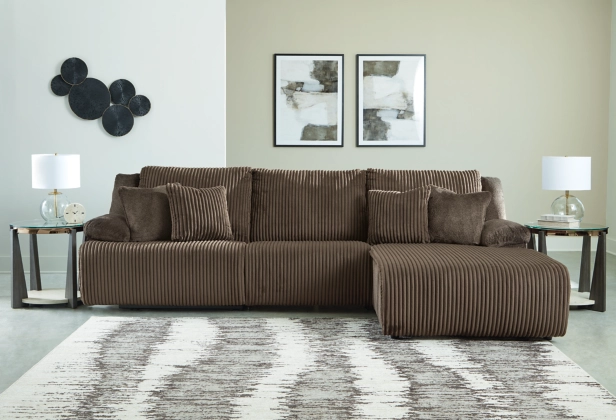 Top Tier 3-Piece Sectional Sofa Chaise Chocolate - Image 2